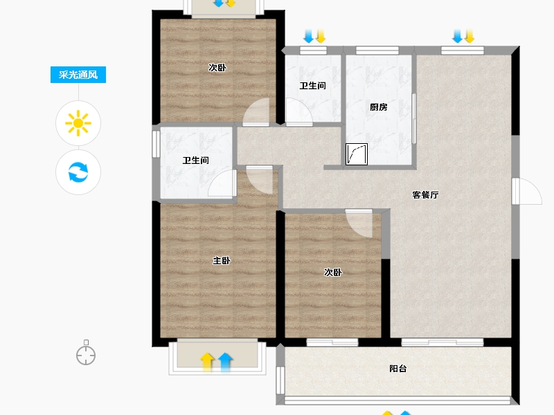 江苏省-镇江市-融创·京源里-95.16-户型库-采光通风