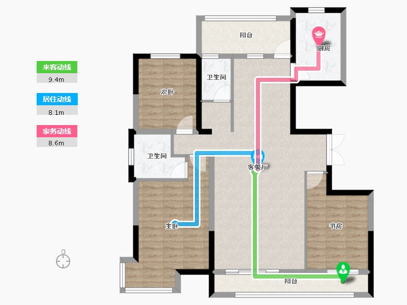 宁夏回族自治区-银川市-龙辰九悦湾三期-111.25-户型库-动静线