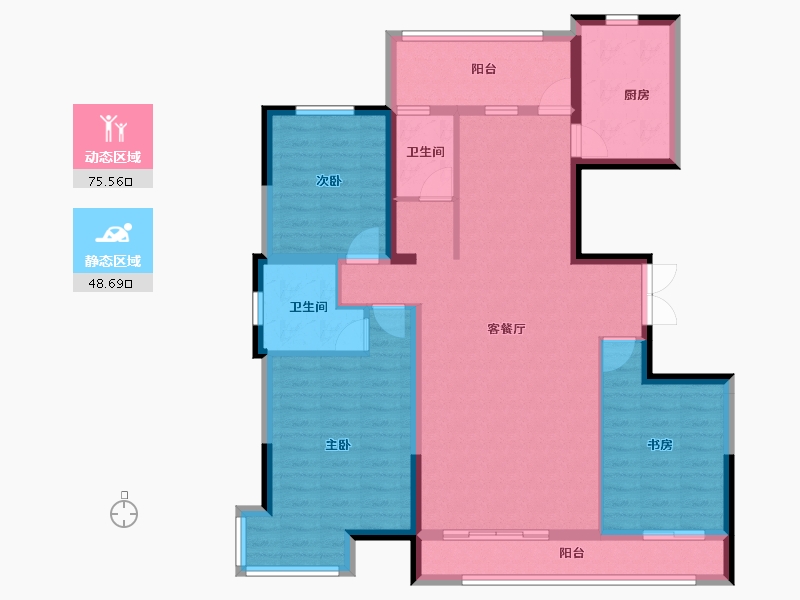 宁夏回族自治区-银川市-龙辰九悦湾三期-111.25-户型库-动静分区