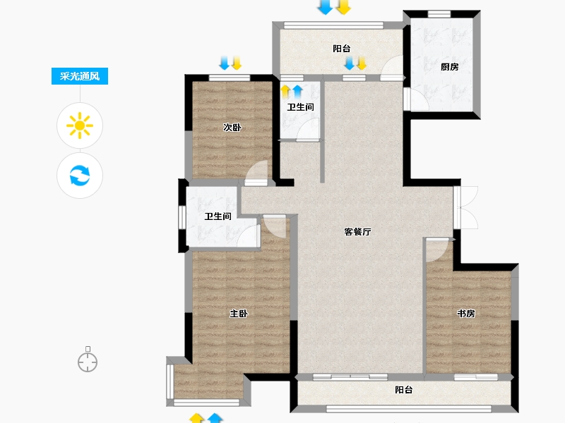 宁夏回族自治区-银川市-龙辰九悦湾三期-111.25-户型库-采光通风