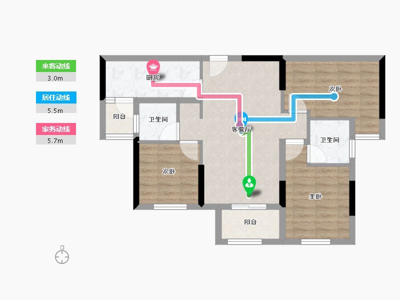 重庆-重庆市-春风与辰-68.23-户型库-动静线