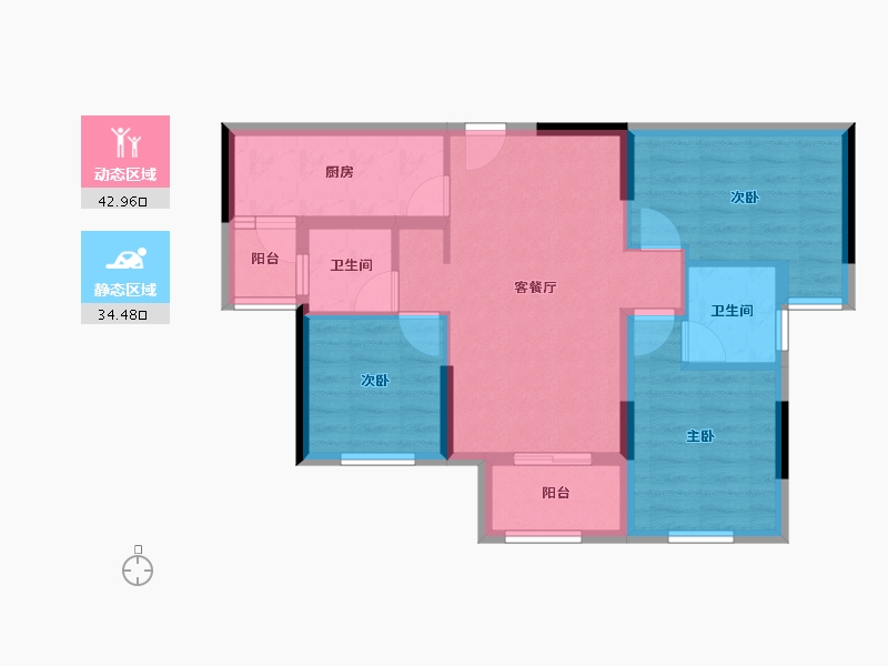 重庆-重庆市-春风与辰-68.23-户型库-动静分区