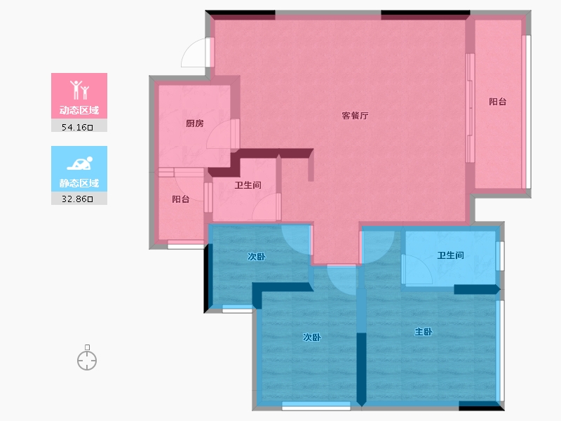 重庆-重庆市-春风与辰-76.98-户型库-动静分区