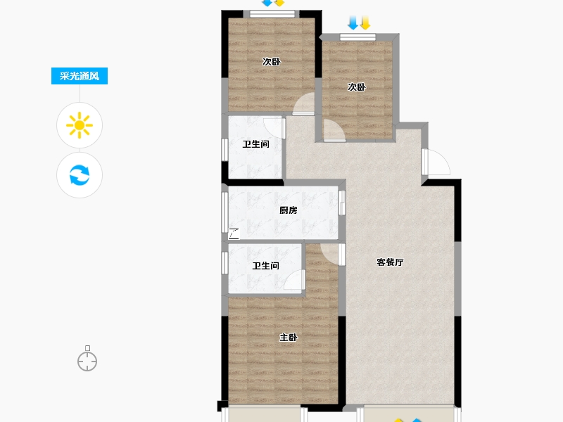 陕西省-西安市-紫云府学宸-92.21-户型库-采光通风