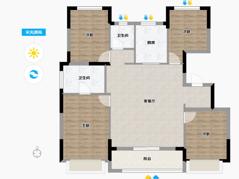 浙江省-杭州市-春宸上府-111.20-户型库-采光通风