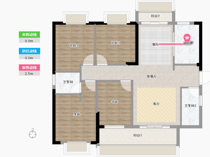 贵州省-六盘水市-星筑•中央公园-109.04-户型库-动静线