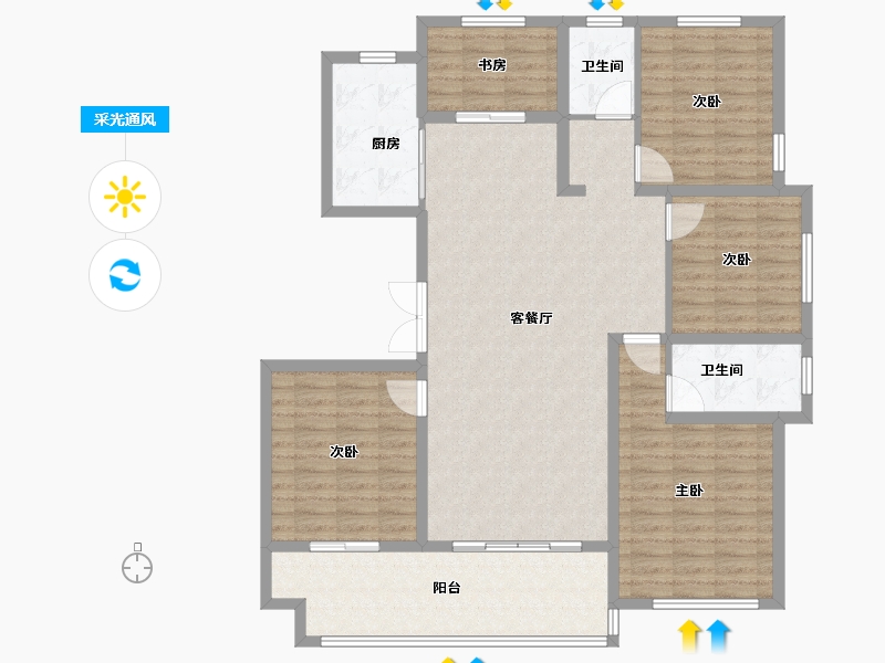 江苏省-镇江市-天怡·紫宸-133.60-户型库-采光通风