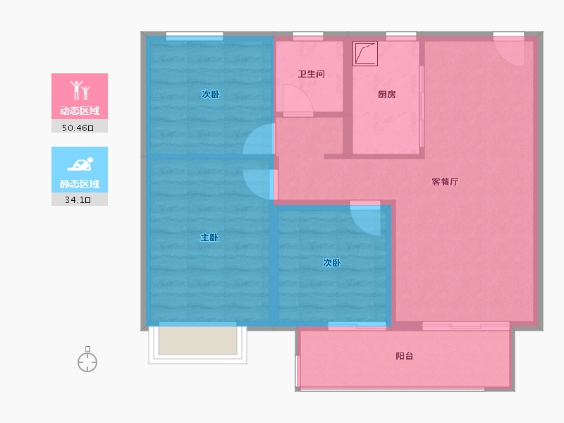 江苏省-镇江市-万科金域蓝湾-76.00-户型库-动静分区