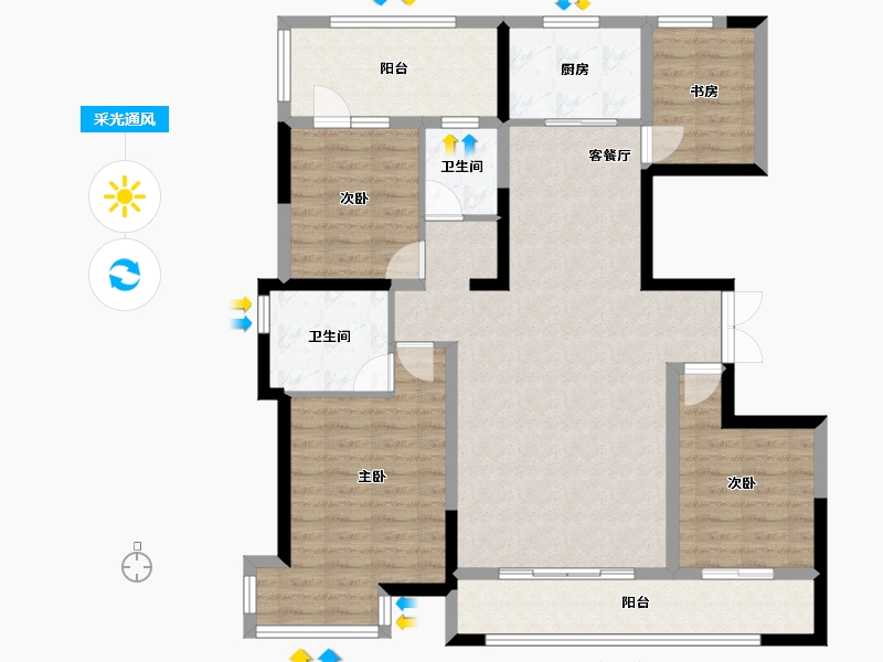 宁夏回族自治区-银川市-龙辰九悦湾三期-113.69-户型库-采光通风