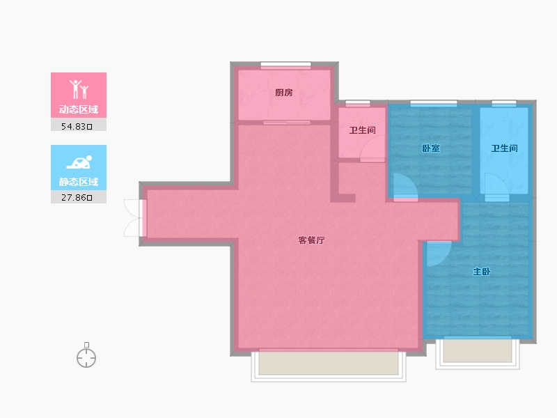 新疆维吾尔自治区-乌鲁木齐市-秦基·高铁1号院-74.17-户型库-动静分区