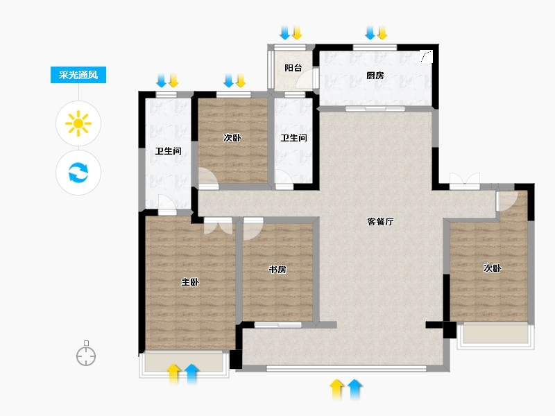 河北省-石家庄市-雅居乐宏府翰林山-136.92-户型库-采光通风