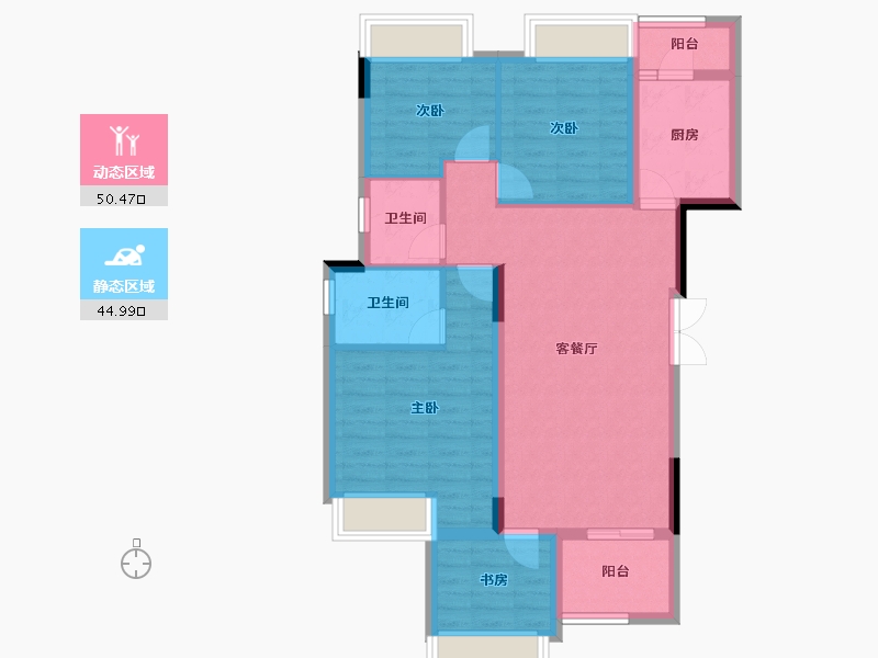 重庆-重庆市-中航昕晖璟辰-85.08-户型库-动静分区