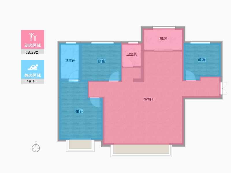 新疆维吾尔自治区-乌鲁木齐市-秦基·高铁1号院-88.05-户型库-动静分区