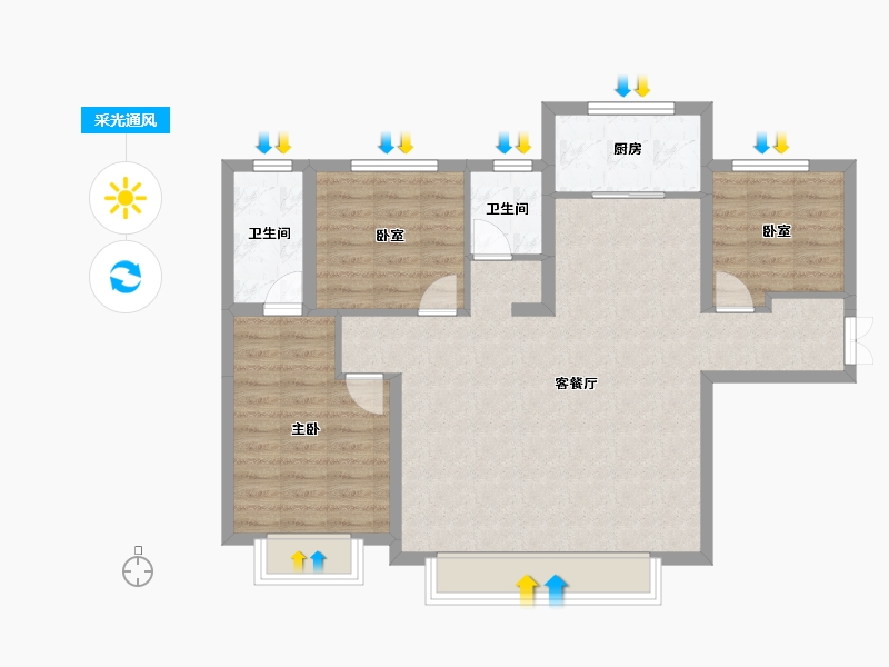 新疆维吾尔自治区-乌鲁木齐市-秦基·高铁1号院-88.05-户型库-采光通风