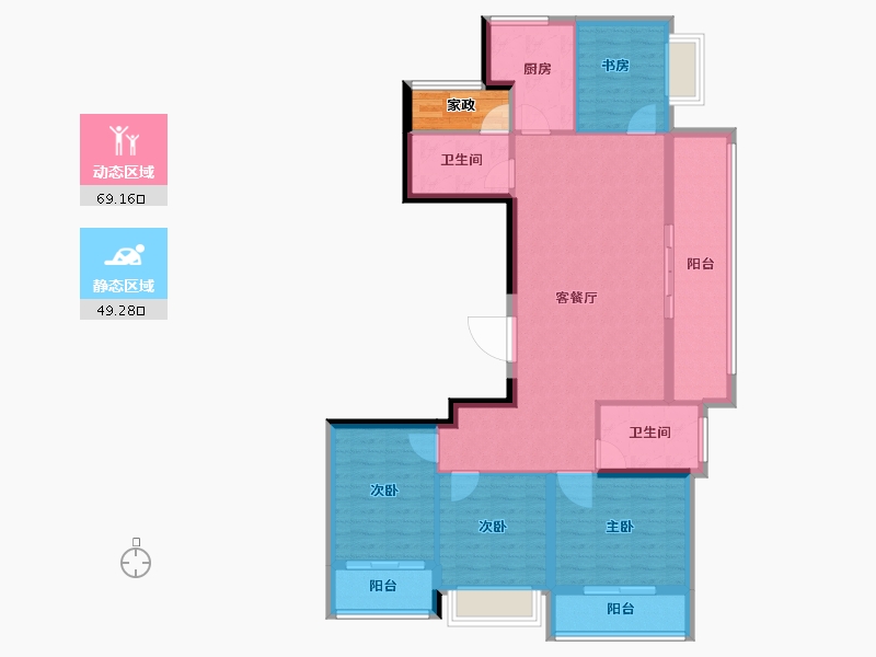 浙江省-杭州市-新世界·城市艺术中心-109.60-户型库-动静分区