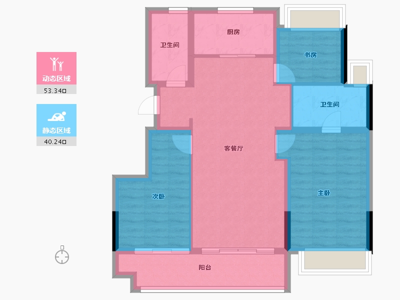 江苏省-镇江市-万科金域蓝湾-84.00-户型库-动静分区