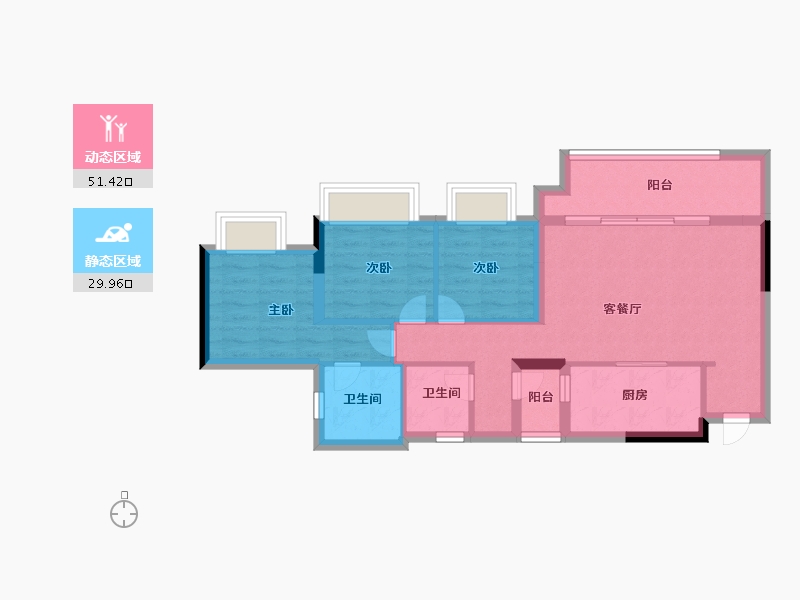 重庆-重庆市-金地自在城-72.00-户型库-动静分区