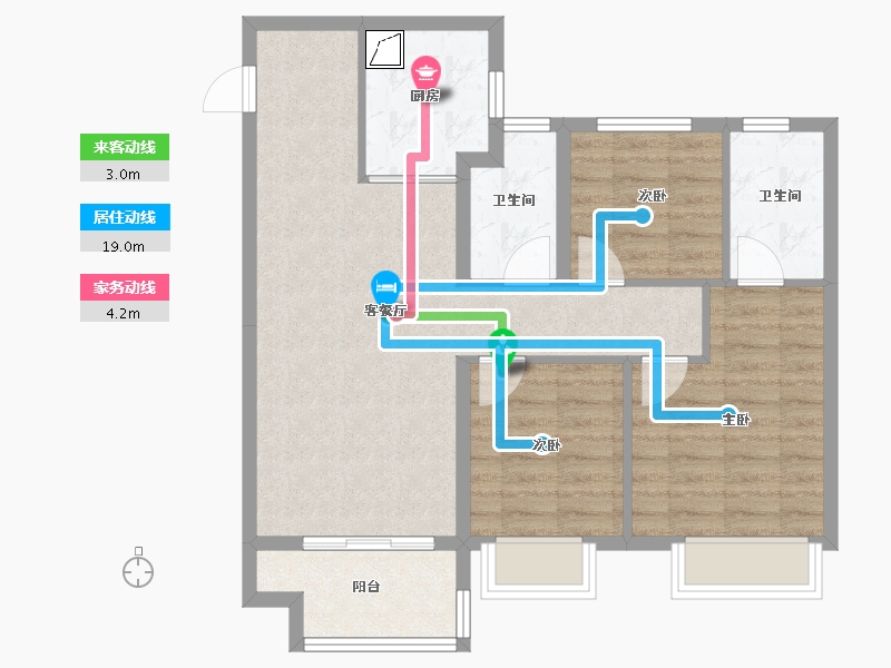 江苏省-镇江市-万科金域蓝湾-78.72-户型库-动静线