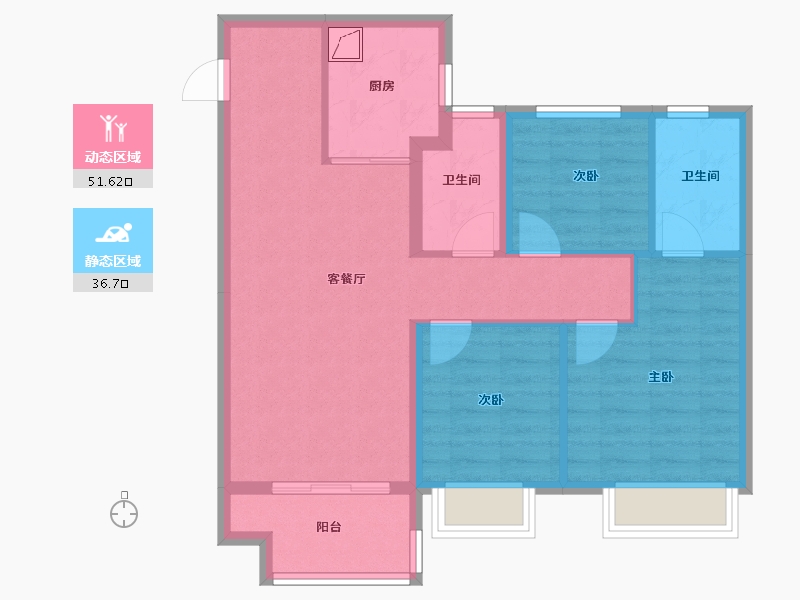 江苏省-镇江市-万科金域蓝湾-78.72-户型库-动静分区