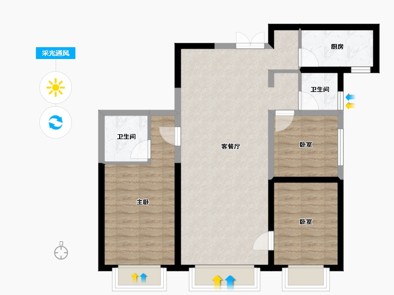 新疆维吾尔自治区-乌鲁木齐市-秦基·高铁1号院-79.22-户型库-采光通风