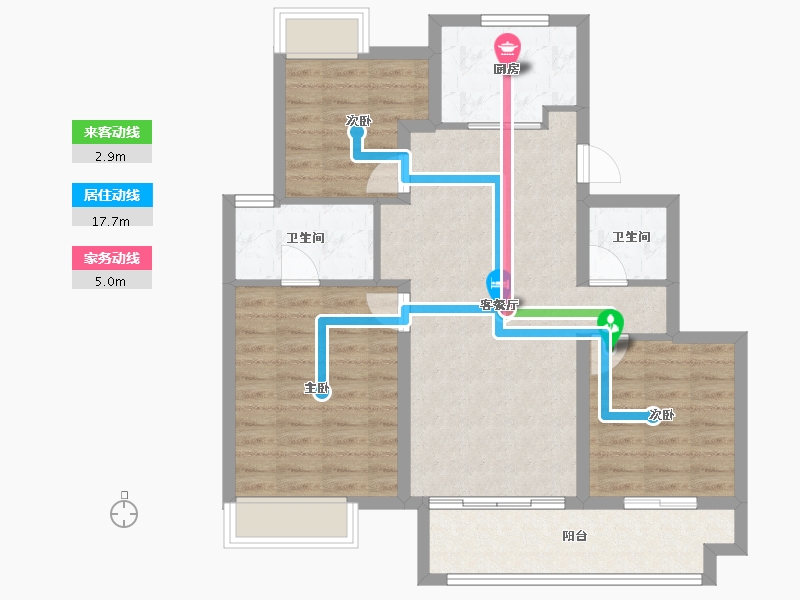 江苏省-镇江市-万科金域蓝湾-88.00-户型库-动静线