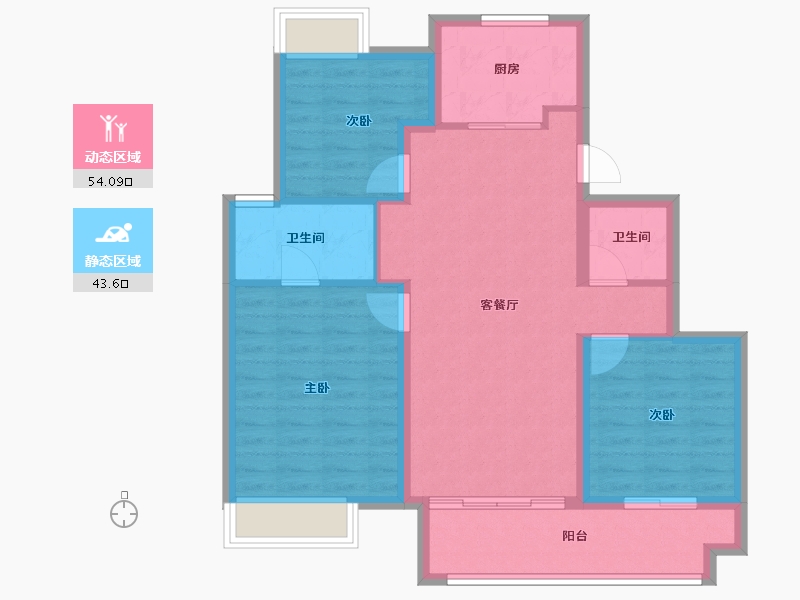 江苏省-镇江市-万科金域蓝湾-88.00-户型库-动静分区