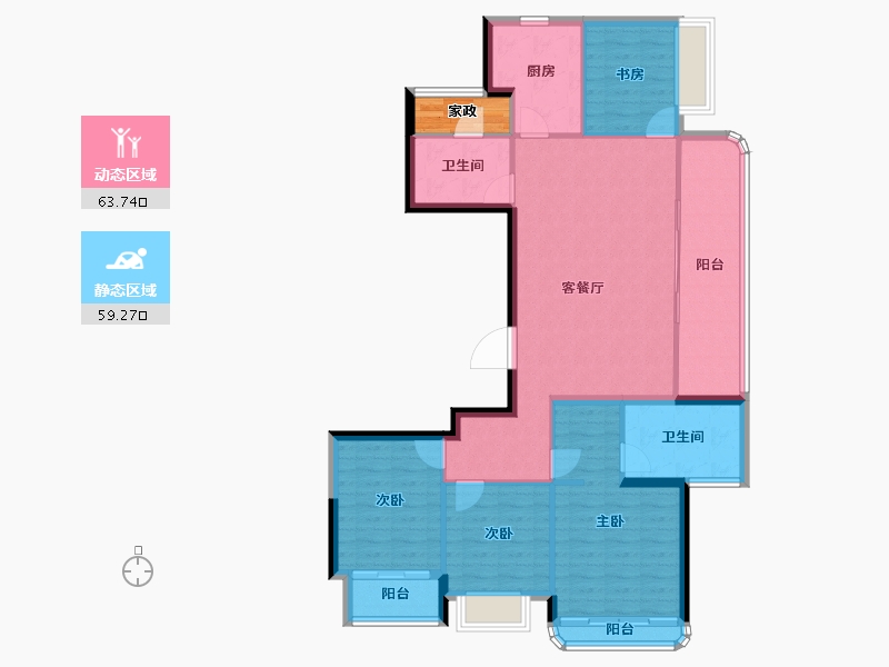 浙江省-杭州市-新世界·城市艺术中心-114.24-户型库-动静分区