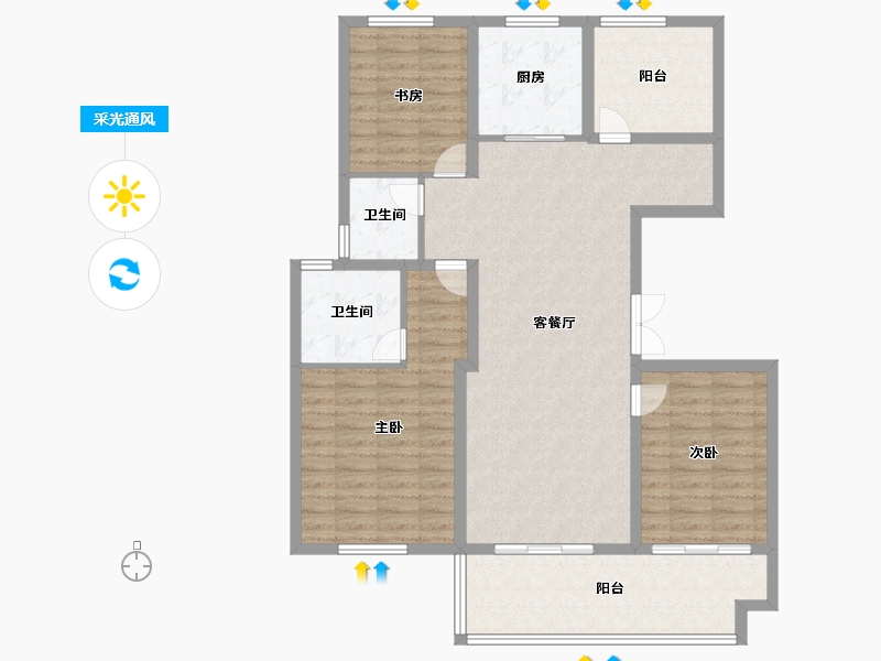 江苏省-镇江市-天怡·紫宸-113.60-户型库-采光通风