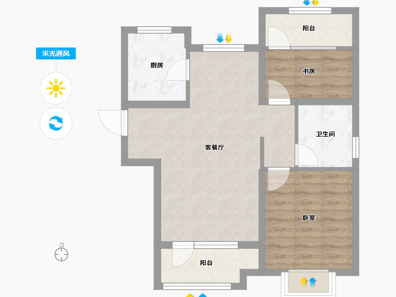 天津-天津市-东昊·骏璟学府-62.90-户型库-采光通风