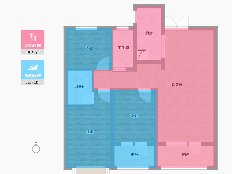 河北省-邢台市-臻园-76.56-户型库-动静分区