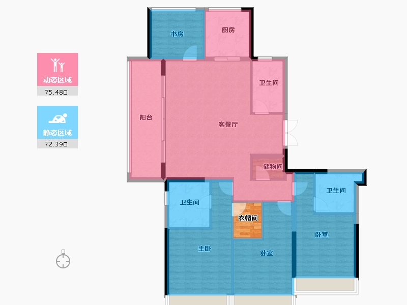 浙江省-杭州市-观翠揽月轩-137.60-户型库-动静分区