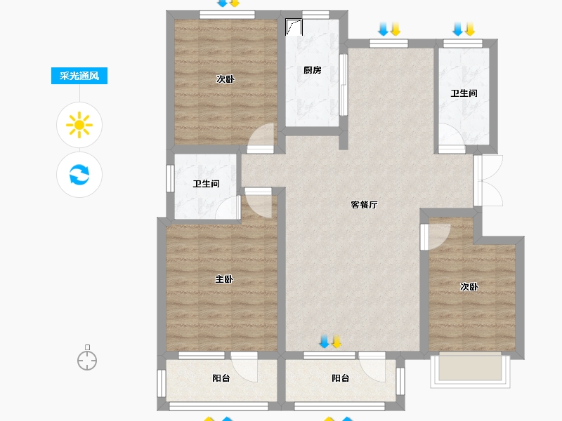 河北省-邢台市-臻园-91.73-户型库-采光通风