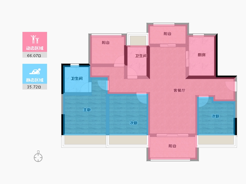 广东省-江门市-江门碧桂园凤凰城-88.35-户型库-动静分区