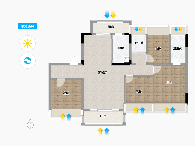 贵州省-遵义市-碧桂园诗乡壹号-104.00-户型库-采光通风