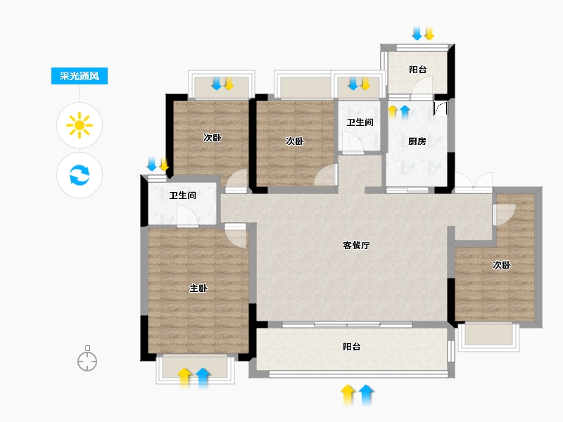 贵州省-遵义市-阳光城溪山悦-108.81-户型库-采光通风