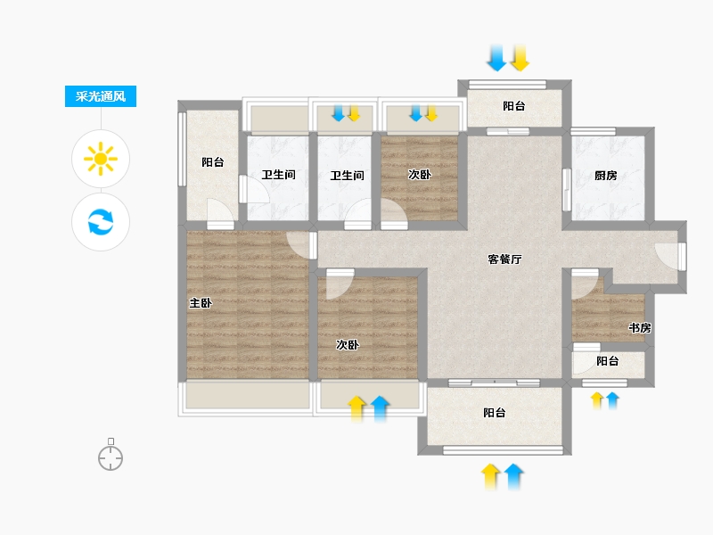 广东省-江门市-万科金域华府-94.73-户型库-采光通风