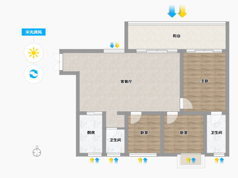 四川省-乐山市-峨眉·华瑞城-87.33-户型库-采光通风