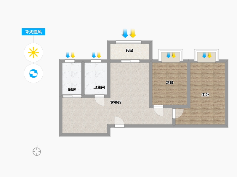 陕西省-宝鸡市-盛世华庄-71.00-户型库-采光通风