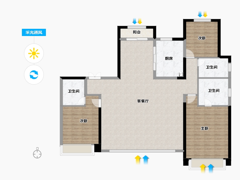 陕西省-西安市-西安天铂-140.10-户型库-采光通风