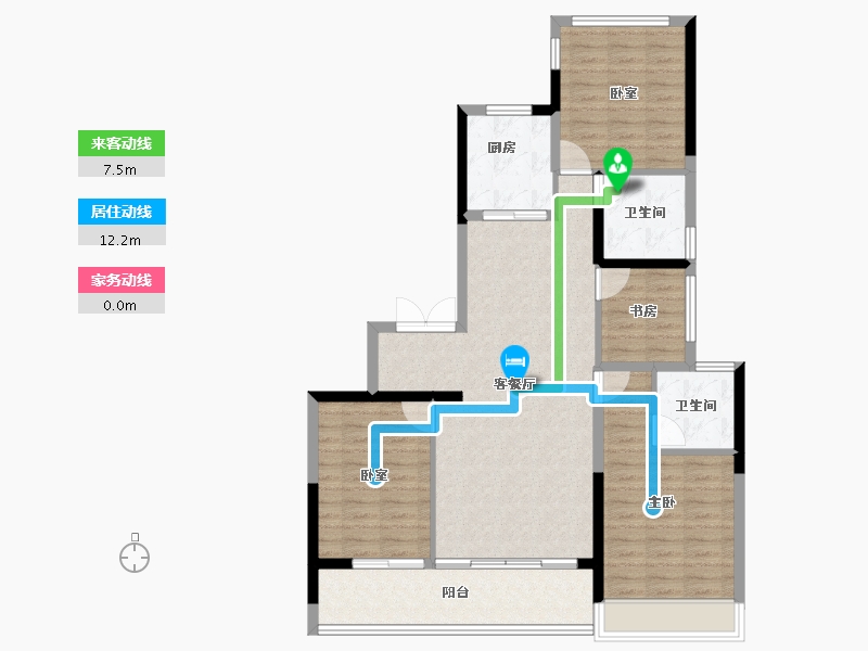 浙江省-杭州市-观翠揽月轩-104.52-户型库-动静线