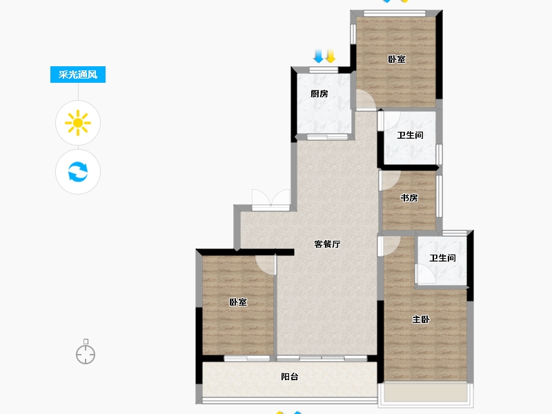 浙江省-杭州市-观翠揽月轩-104.52-户型库-采光通风