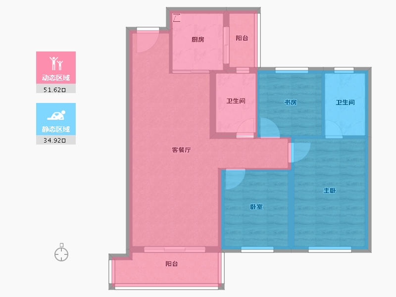 陕西省-西安市-滨江翡翠城-77.04-户型库-动静分区