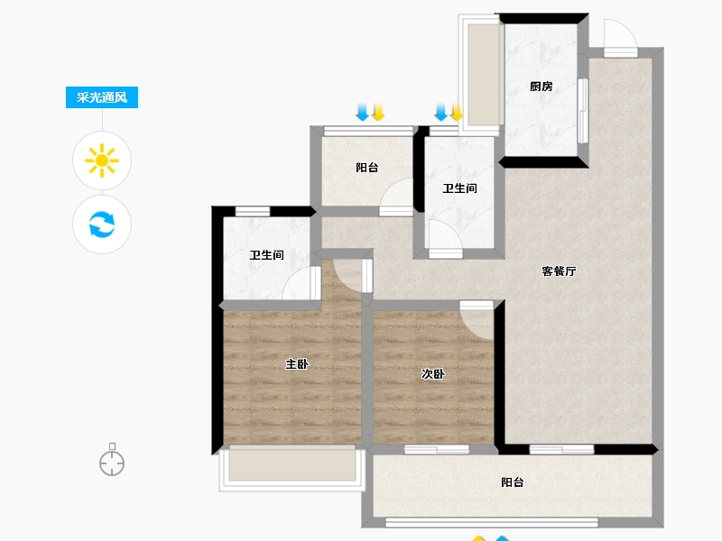 广东省-江门市-碧桂园·翡翠城-79.15-户型库-采光通风