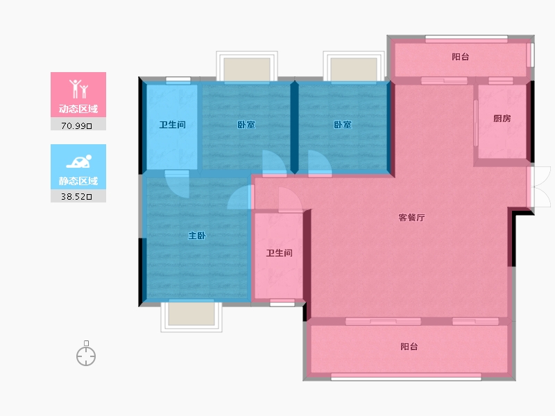 湖北省-宜昌市-中铁·龙盘湖·世纪山水-126.00-户型库-动静分区