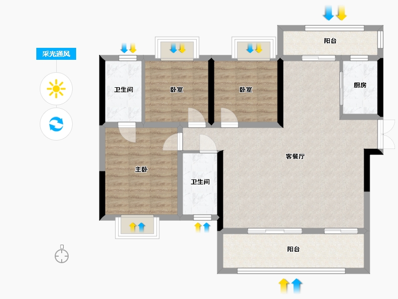 湖北省-宜昌市-中铁·龙盘湖·世纪山水-126.00-户型库-采光通风