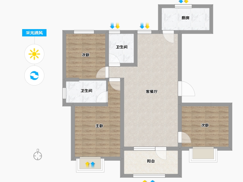 天津-天津市-东昊·骏璟学府-81.23-户型库-采光通风