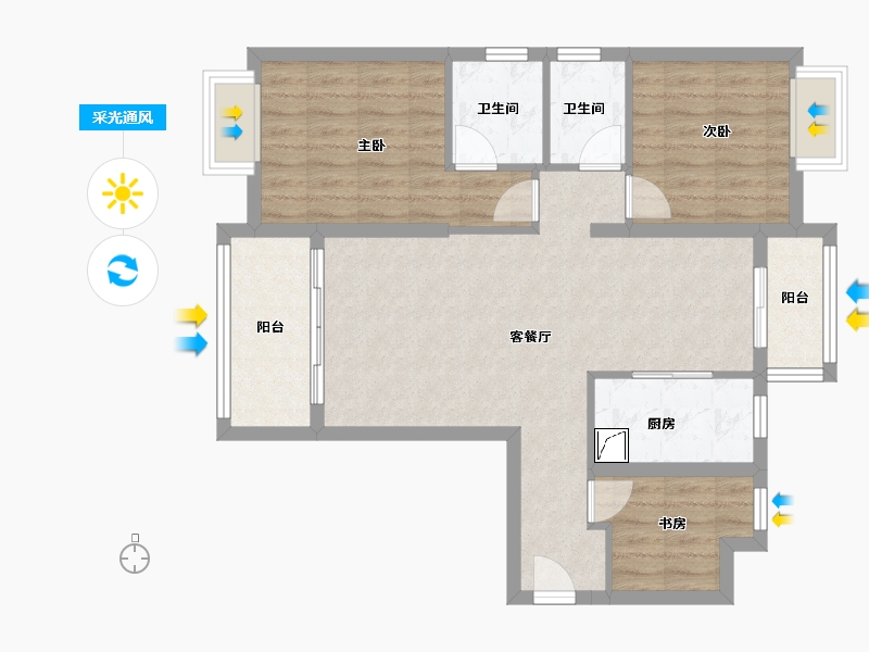 福建省-厦门市-金林湾花园-90.00-户型库-采光通风