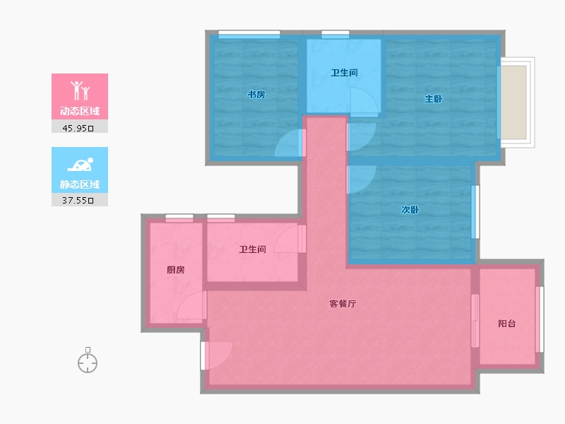 广西壮族自治区-南宁市-龙湖春江天越-67.00-户型库-动静分区