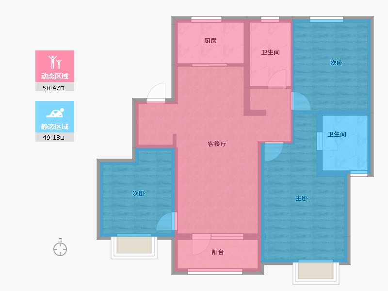 天津-天津市-东昊·骏璟学府-88.28-户型库-动静分区