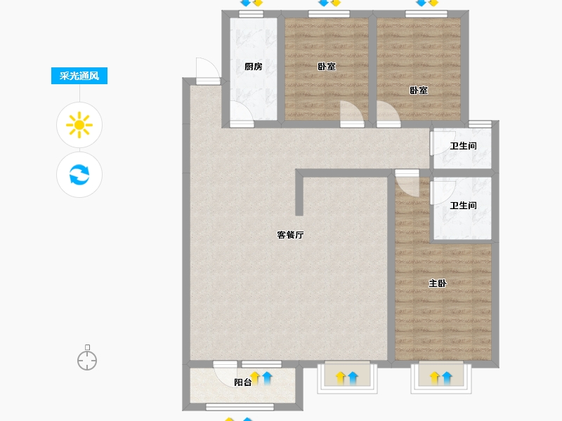 河北省-石家庄市-鑫界9号院-115.00-户型库-采光通风